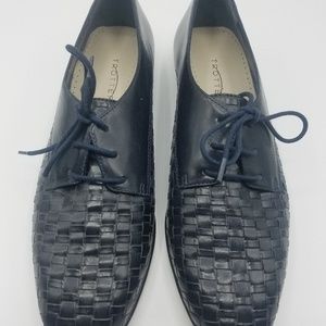 Trotters leather weave blue 8 narrow